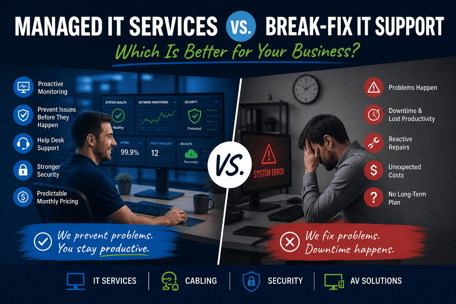 Umbrella Managed IT vs Band Aid Break-Fix IT Support